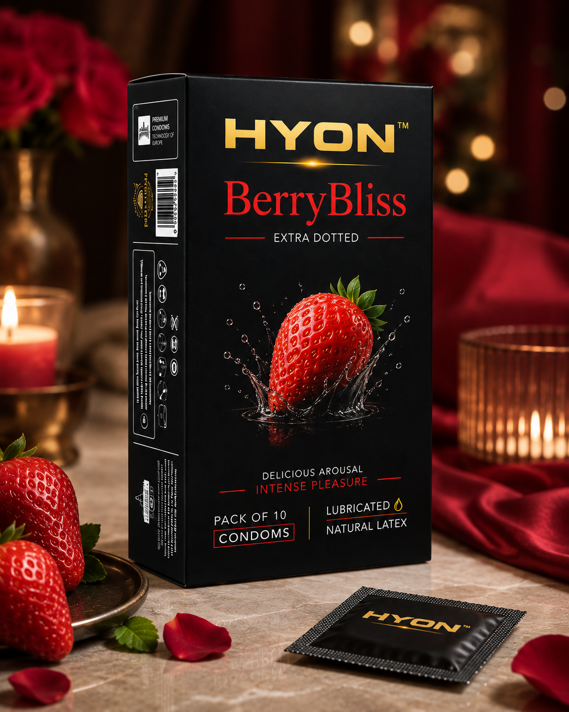 HYON AirSkin Ultra Thin Condoms for Men | Thin Natural Feel Condom | Smooth & Comfortable | Pack of 10 Condoms