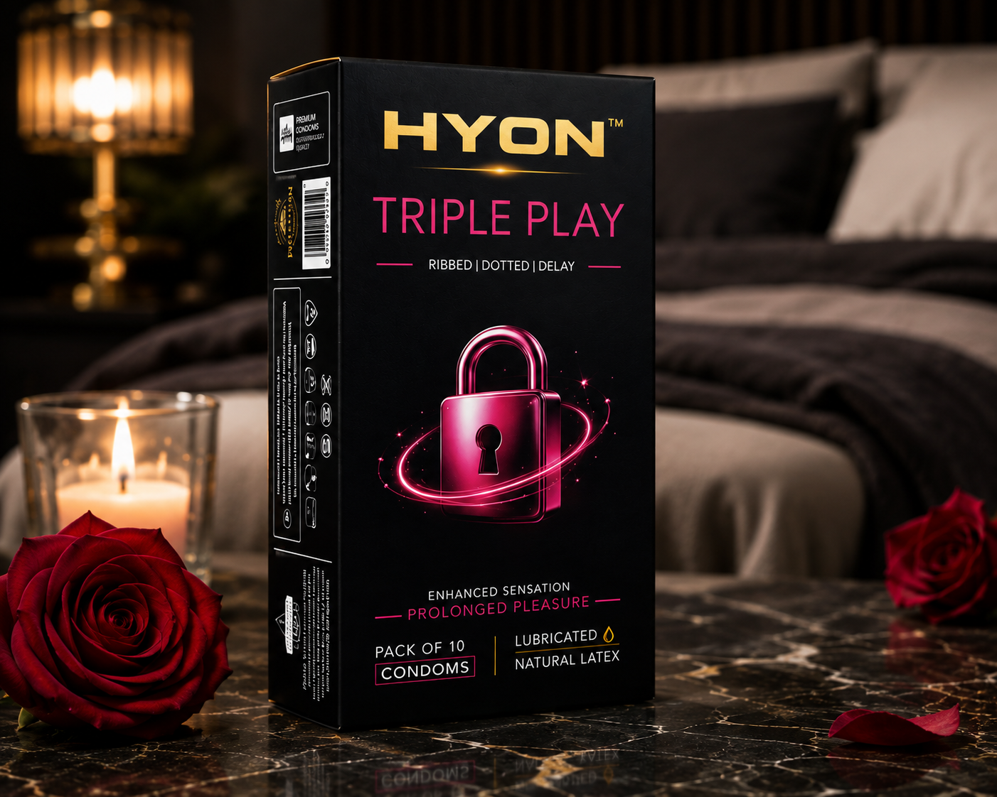 HYON EverLast Long Delay Condoms for Men | Extra Time Delay Condom | Longer Lasting Pleasure | Pack of 10 Condoms