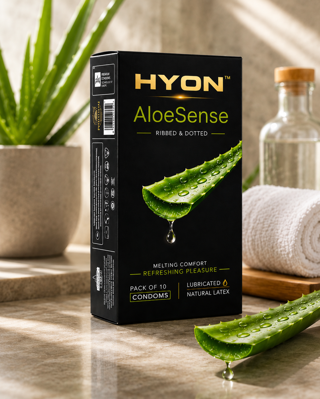 HYON AirSkin Ultra Thin Condoms for Men | Thin Natural Feel Condom | Smooth & Comfortable | Pack of 10 Condoms