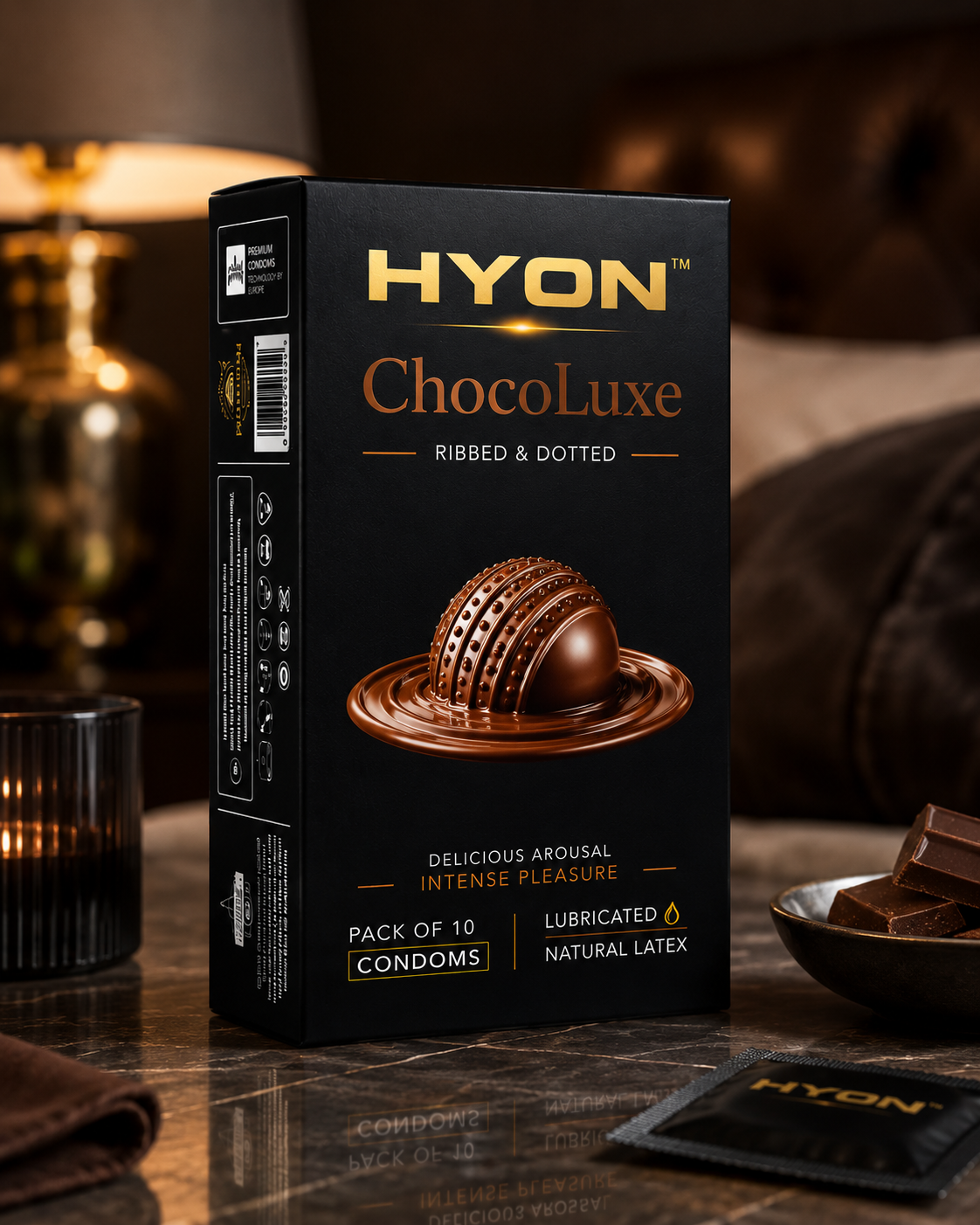 HYON AirSkin Ultra Thin Condoms for Men | Thin Natural Feel Condom | Smooth & Comfortable | Pack of 10 Condoms